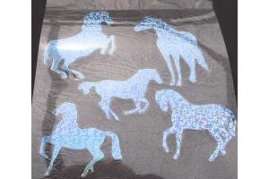 5  Buegelpailletten  Pferde holo hellblau